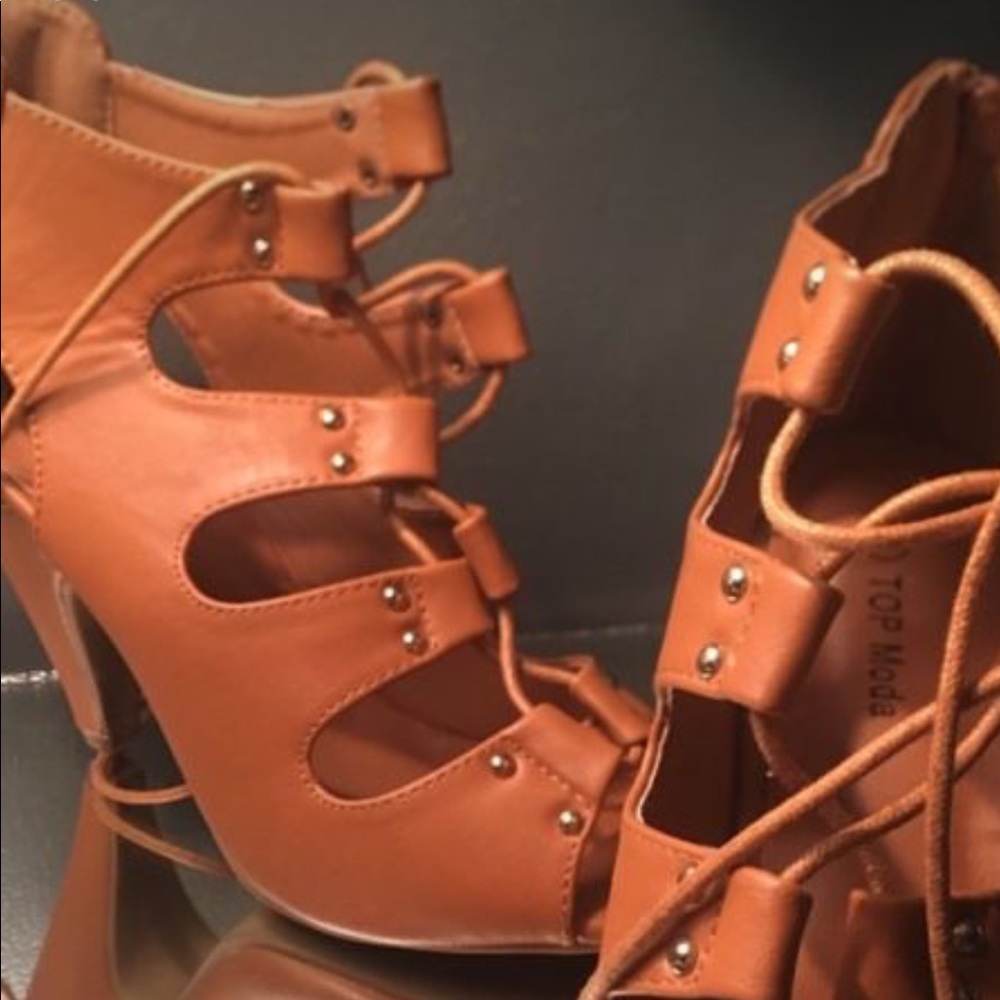NEW brown cone heeled wedges